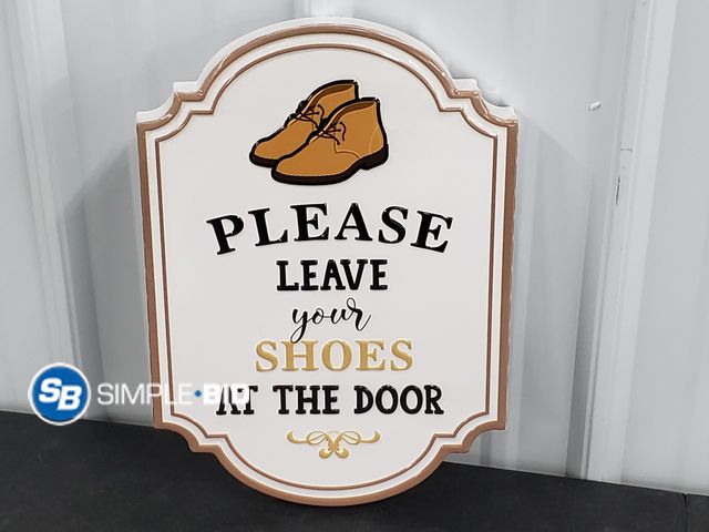 Lot 58-39759 - New Metal PLEASE leave your SHOES at the door sign
