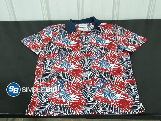 Lot 58-17793 - MEN'S Goodfellow Red - White and Blue - Golf Polo - SIZE M - unworn
