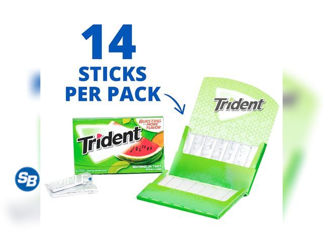 Lot 58-72326 - Lot of (5) Trident Watermelon Twist Sugar Free Gum,  14 Pieces in each