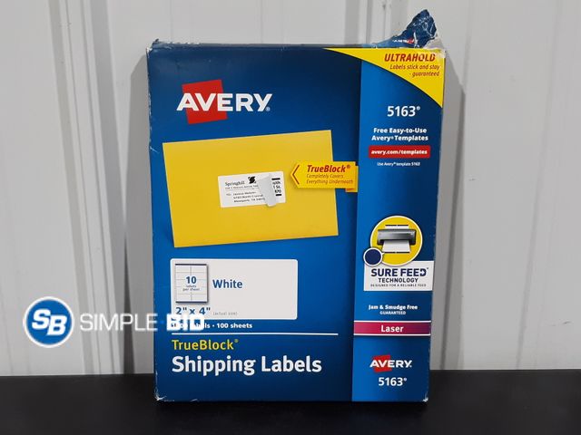 Lot 58-18086 - New Avery Printable Shipping Labels with Sure Feed 2" x 4" Customizable stickers White 1,000 Blank M...