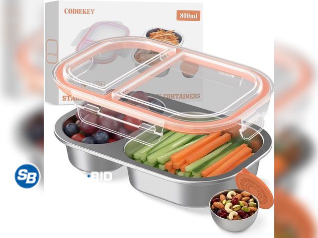 Lot 58-50564 - New CODIEKEY Snackle Box Container,Dishwasher,Reusable Snack Containers With Lids,2 Compartment Stai...
