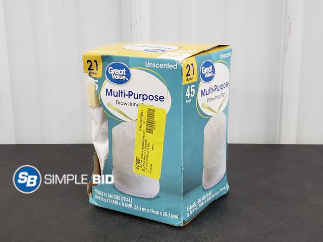 Lot 58-51405 - Great Value Multi-Purpose Drawsting Bags - open box - mostly full - unused