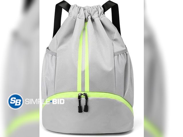 Lot 58-27148 - New Sports Drawstring Backpack - String Swim Gym Bag with Shoes Compartment and Wet Proof Pocket for...