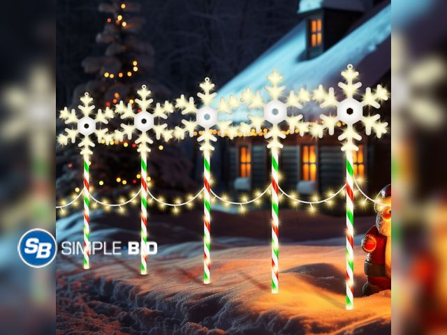 Lot 58-34939 - 10PK 28inch 250 LED 8 Modes Christmas Pathway Snowflake Lights Outdoor Decoration Flashing Waterproo...