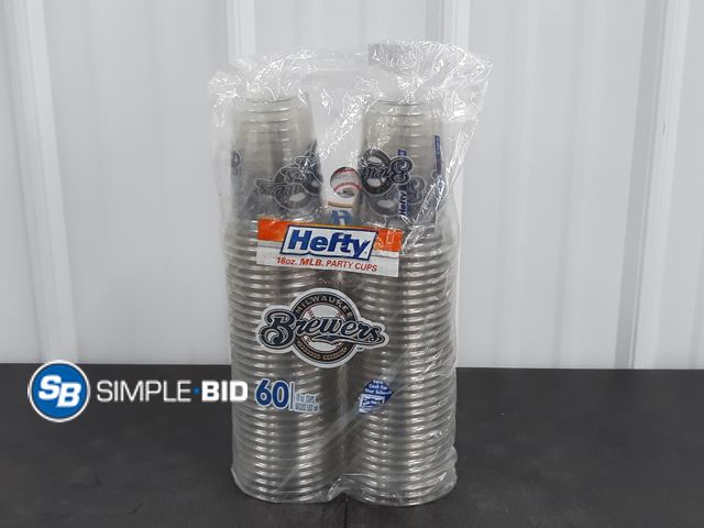 Lot 58-33676 - Hefty 18oz MLB Party Cups - Milwaukee Brewers (60) Cups Per Pack