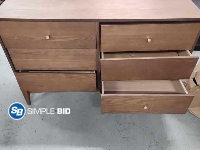 Lot 58-50297 - 6 Drawer Dresser - Needs back Leg and Drawers aligned up again.