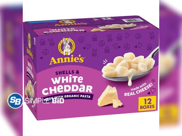 Lot 58-72402 - Annie's Shells and White Cheddar, Made with Organic Pasta and Real Cheese, 11 Ct, 72 oz - unopened -...