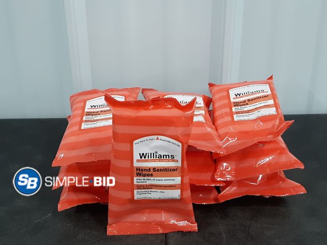 Lot 58-29232 - Lot of (10)  William Hand Sanitizer Wipes - 20 Wipes per Case