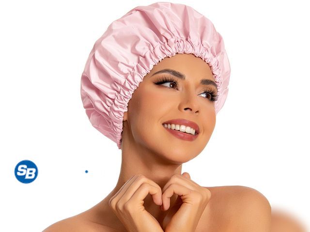 Lot 58-73470 - Lot of (2) New Edoneery Shower Caps for Women Reusable Waterproof, Shower Hair Cap | Washable Bonnet...
