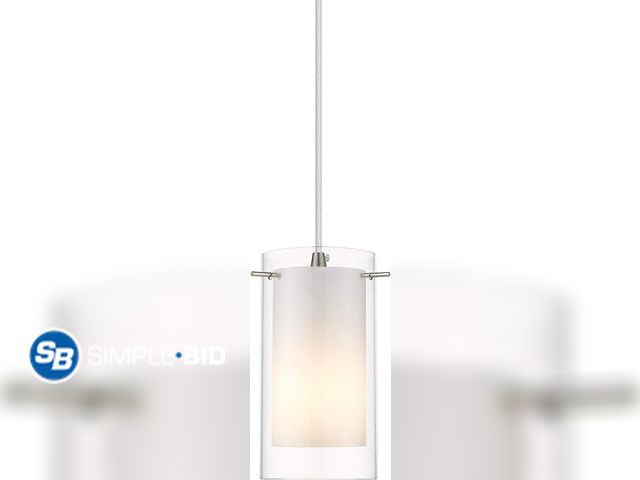 Lot 58-40042 - AKEZON 1-Light Pendant Light, Indoor Glass Hanging Light Fixture, Adjustable Height, Brushed Nickel ...