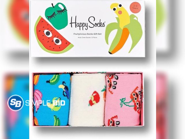 Lot 58-36972 - New Happy Socks Kids Fruit Socks Gift Set, Light Blue - 12-24 months
