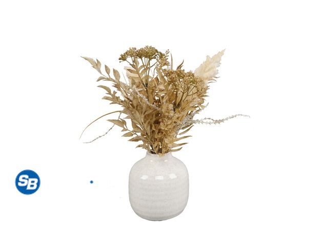 Lot 58-60743 - New Better Homes &amp; Gardens 12-Inch Artificial Dried Mixed Floral Arrangement in Ceramic Vase – T...
