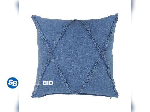 Lot 58-33623 - Lot of (2) New Ox Bay Sara 26" x 26" Coronet Blue Shag Diamond Cotton Adult Decorative Throw Pillow ...