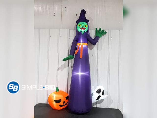 Lot 58-32909 - New 6ft inflatable WITCH with pumpkin and ghost!!