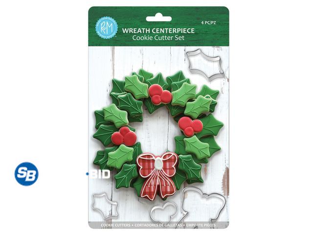 Lot 58-37200 - New R&amp;M International Wreath Centerpiece 4 Piece Cookie Cutter Set