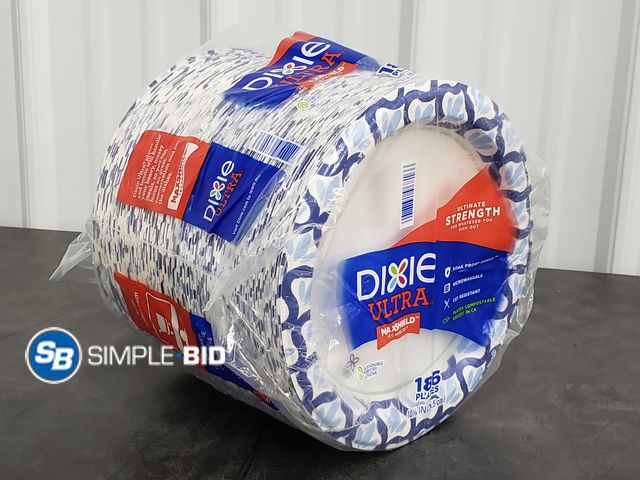 Lot 58-41449 - DIXIE ultra paper plates 186 plates - 10 1/16" - open package - mostly full