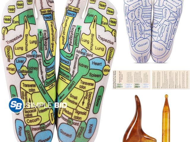 Lot 58-74108 - New Reflexology Socks with Tools, 2 Pairs Foot Massage Socks Acupressure | Chiro Acupuncture Socks M...