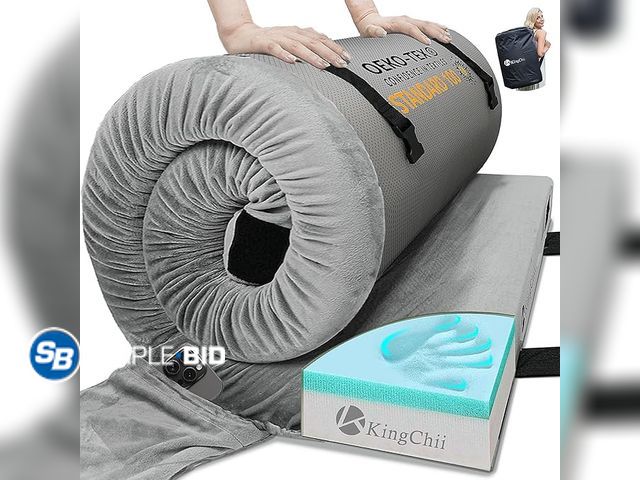 Lot 58-26723 - New KingChii CertiPUR-US Memory Foam Camping Mattress, Portable Roll Up Travel Car Camping Mattress ...