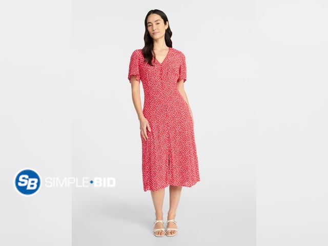 Lot 58-71181 - New Time and Tru Women's Empire Waist Midi Dress with Short Sleeves, Size XL