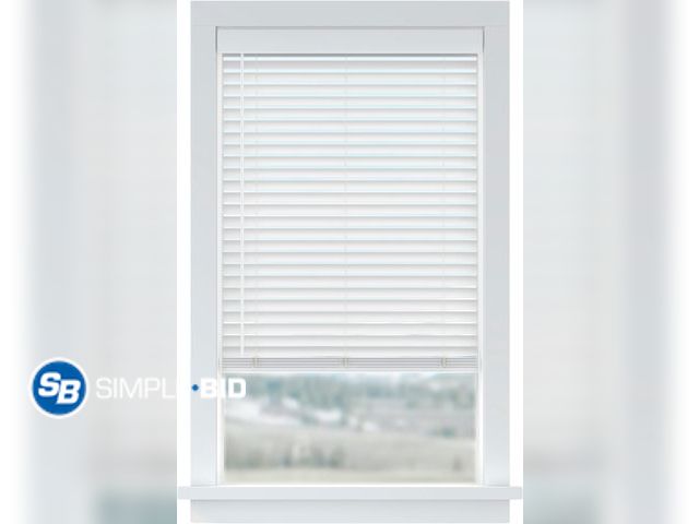 Lot 58-80736 - LEVOLOR Basics Cordless Faux Wood Blinds for Indoor Windows,  - 67x64 - appears unused