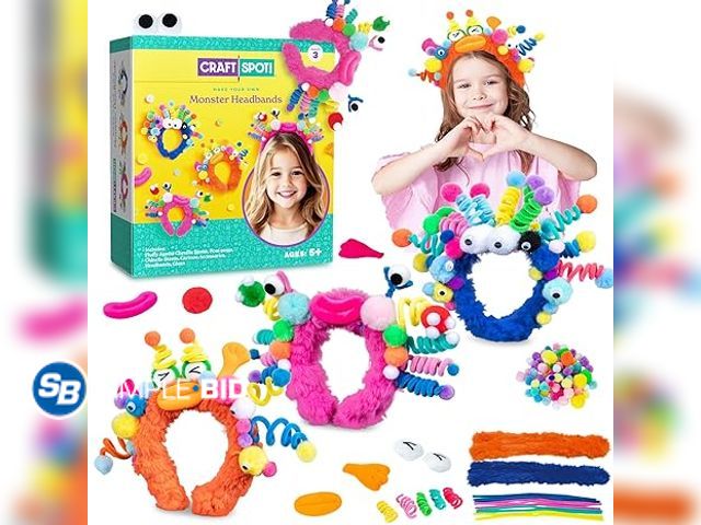 Lot 58-31836 - New DIY Headband Making Kit for Girls, Make Your Own Fashion Headbands for Kids 5-12, DIY Monster Ha...