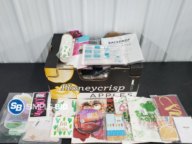 Lot 58-72382 - Lot of PARTY supplies including Decor, Napkins, plastic silverware, and much more - variety of items...