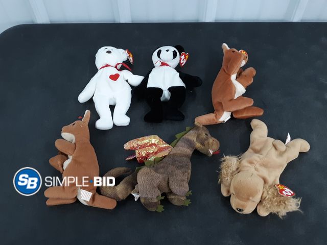 Lot 58-38623 - Lot of Beanie Bags - variety of styles - some have tags on them