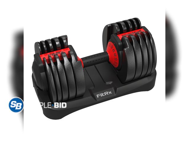 Lot 58-27152 - New FitRx Adjustable Dumbbells, 52.5lb SmartBell Dumbbell Set with Quick-Select Weights for Home Gym
