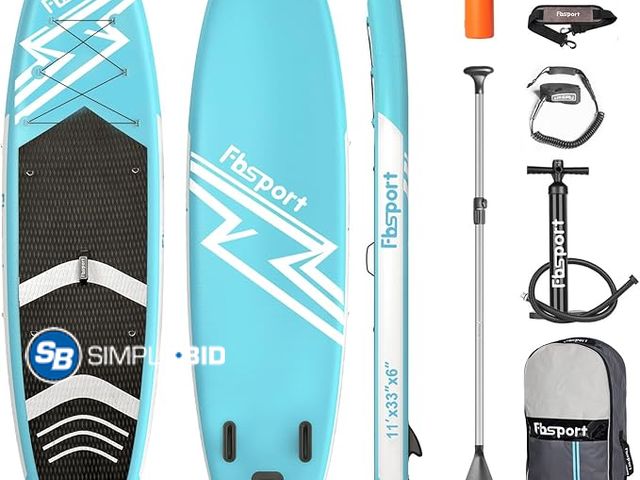 Lot 58-28478 - New FBSPORT 11' Premium Stand Up Paddle Board, Yoga Board with Durable SUP Accessories &amp; Carry B...