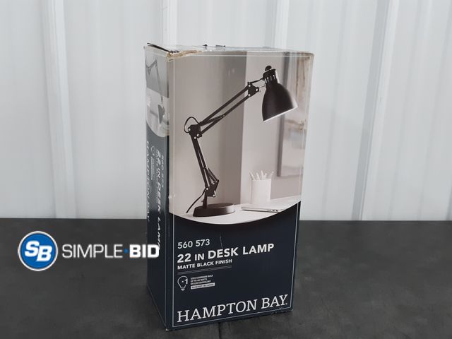 Lot 58-29982 - Hampton bay 22" Desk Lamp - Matte Black Finish - New