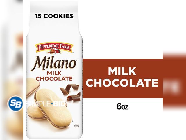 Lot 58-72562 - Lot of (5) Pepperidge Farm Milano Milk Chocolate Cookies, 6 oz Bag (15 Cookies) unopened - expired