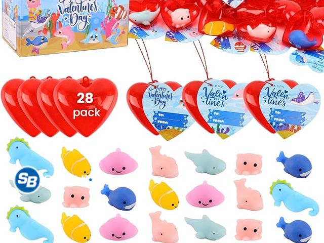 Lot 58-33209 - New Valentines Day Gifts for Kids Classroom - Mochi Squishy Valentines with Cards for Kids Class Sch...