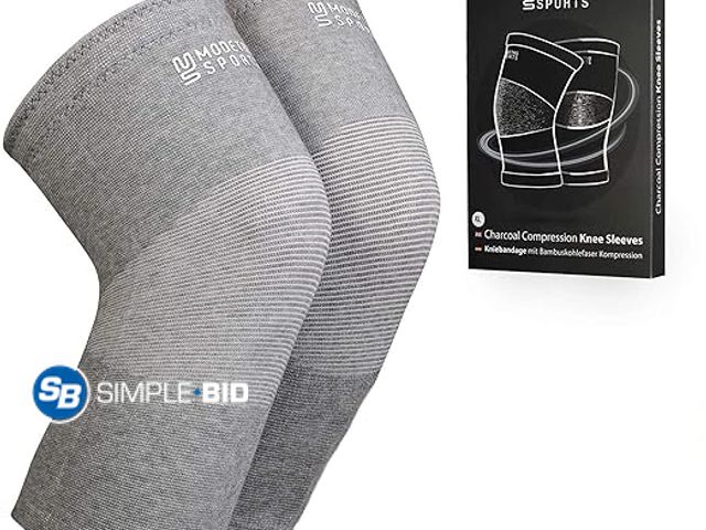 Lot 58-26317 - New Knee Compression Sleeve Comfortable Flexible Breathable Support Grey Large