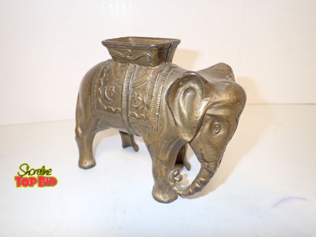 Lot 59-10161 - 1900s Bronze Elephant with Howdaw Antique Still Bank 5" x 6"