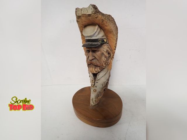 Lot 59-10293 - 1996 Johnny Reb Hand Carved Wood Sculpture by Neil J. Rose 519/2500 Signed on Collar of Shirt. Estim...