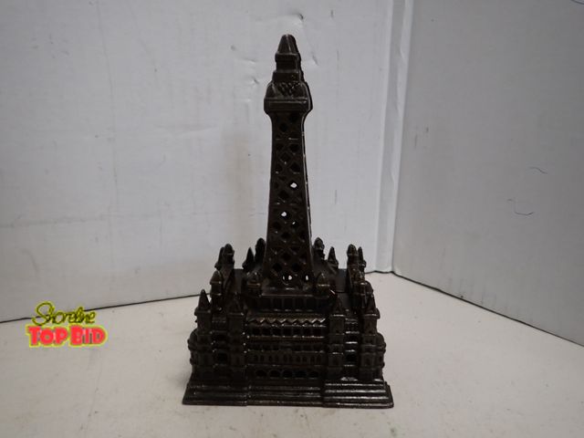 Lot 59-14224 - Antique Cast Iron Still Bank Modeled after the Blackpool Tower in Lancashire, England, No. 499017 St...