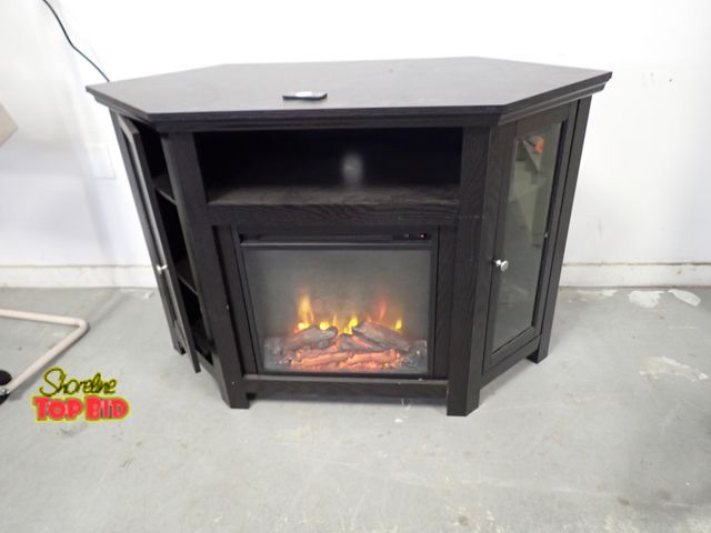 Lot 59-43809 - Portable Electric Fireplace Heater with Remote, TV Stand with 2 Display Sides