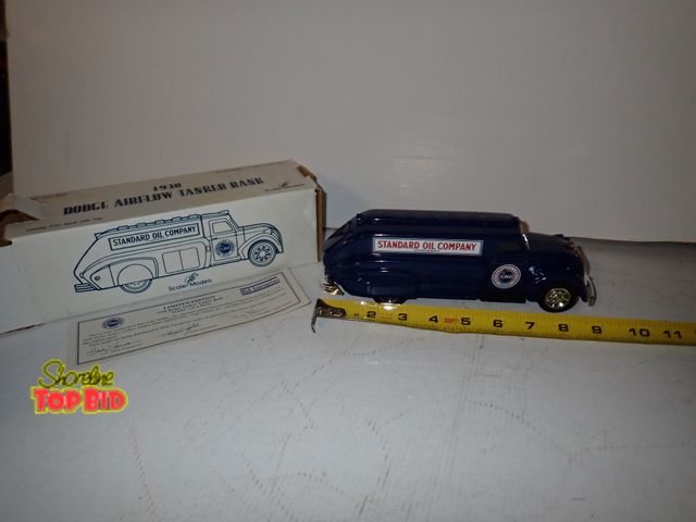 Lot 59-43308 - Scale Models 1938 Dodge Arrow Tanker Bank, Mint Condition, 9" long Die-Cast, Never Used