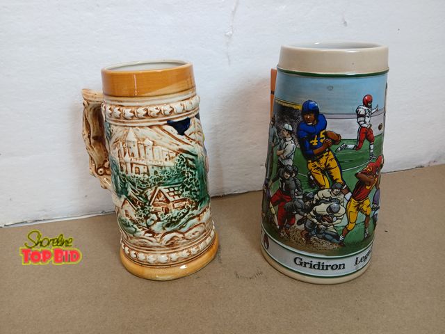 Lot 59-71038 - 2 steins Vintage  Budweiser Stein Sports Series Football "GRIDIRON LEGACY"