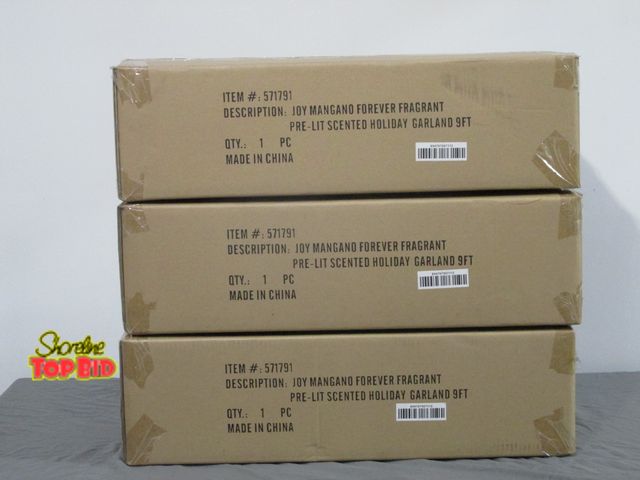 Lot 59-10014 - Lot of 3 Joy Mangano Forever Fragrant pre-lit scented holiday garland.  Each garland is 9 feet long,...