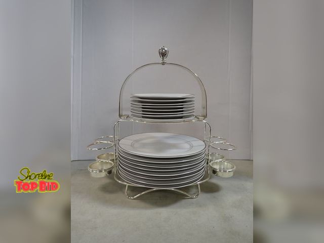 Lot 59-41806 - International buffet caddy set with 8 large plates and 8 small plates