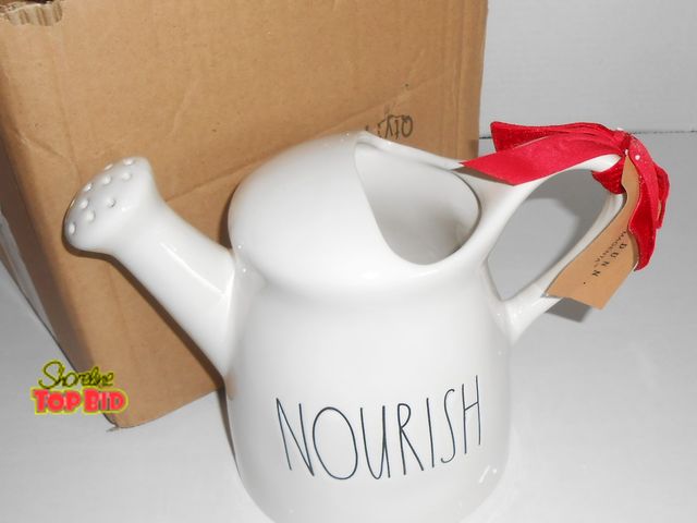 Lot 59-74319 - New in Box Rae Dunn "Nourish" Watering Can Pitcher Artisan Collection by Magenta 7.5x9.5"