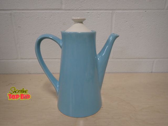 Lot 59-10736 - Vintage USA Teal Coffee Pot, Teapot, White Lid, Cameron Clay Pottery