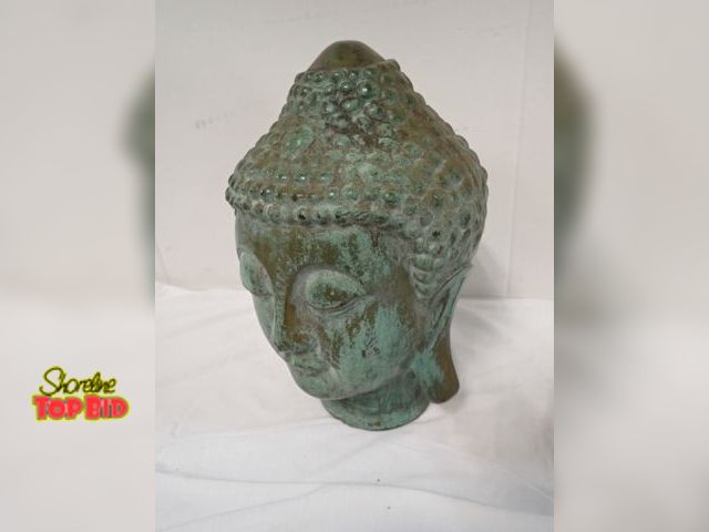 Lot 59-10184 - Antique Buddhism Bronze Shakyamuni Sakyamuni 10" tall Buddha Head Bust Sculpture. Estimated value $1...