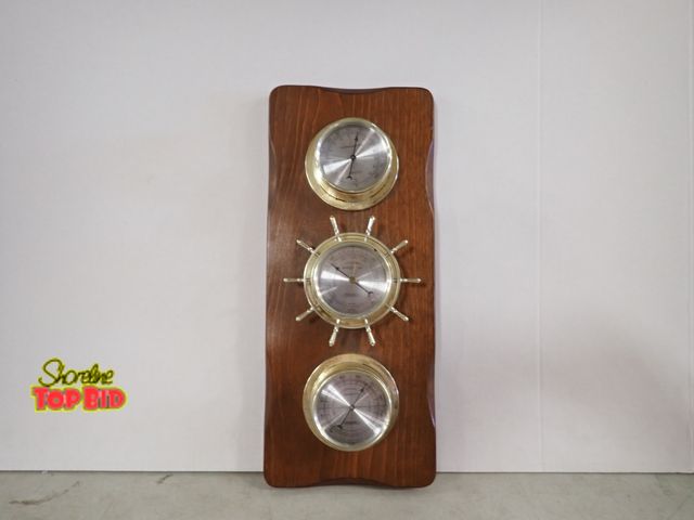 Lot 59-58022 - Vintage Springfield Nautical Weather Station Instruments Mounted on a Wood Plaque