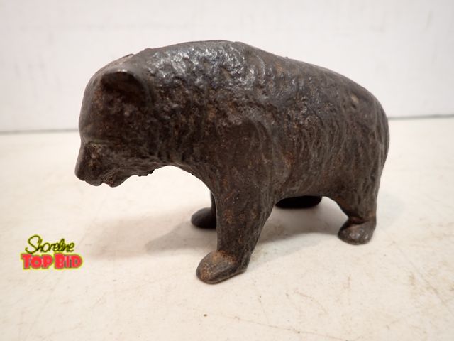 Lot 59-14509 - Antique Cast Iron "Teddy" Bear Still Bank by Arcade 1905 and 1925, 2 1/2" tall x 4" long