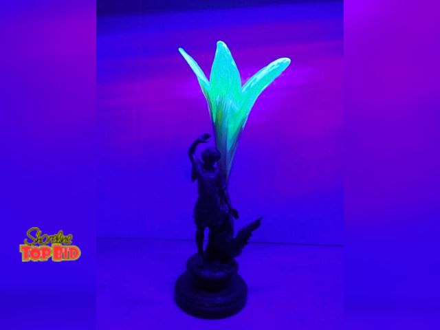 Lot 59-14369 - Antique Art Nouveau Figural Bud Vase, a decorative centerpiece popular in early 20th century, glass ...