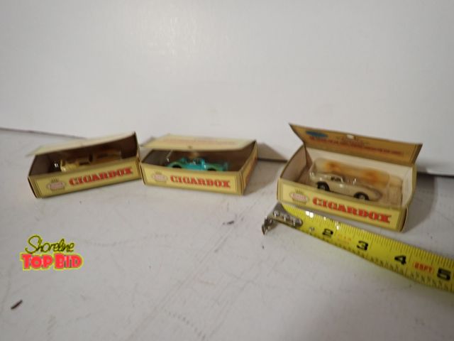 Lot 59-43302 - Aurora Cigar Box Die-Cast Cars, 3 Total
