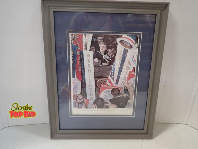 Lot 59-43402 - Framed Norman Rockwell Print JFK 16" x 13"