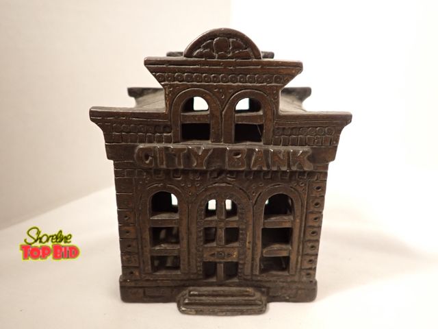 Lot 59-13098 - Antique Cast Iron "City Bank" Still Bank by John Harper, Embossed Letters, Value $100 - $170, 4" tal...